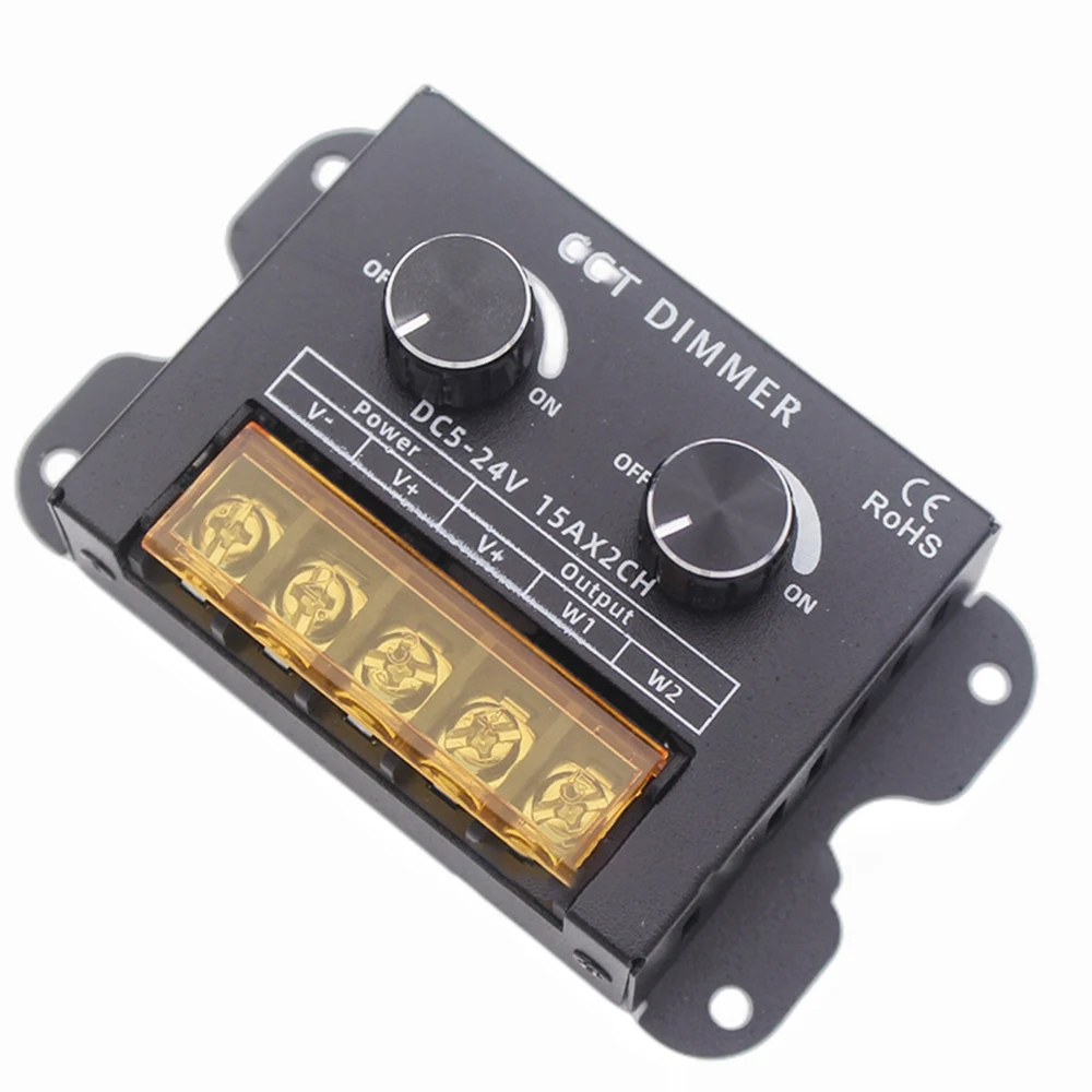 30A 350W LED CCT Dimmer DC5V 12V 24V PWM Two Knob Dual Switch Color Temperature Dimming Control for 5050 2835 5730 Strip Module