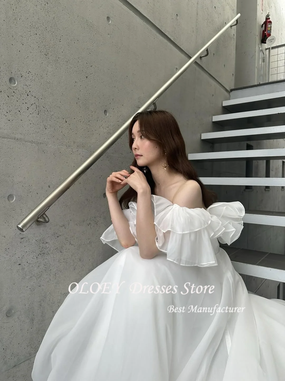 OLOEY Elegante A-Linie Brautkleider Schatz Kurze Puffärmel Braut Kleid Maßgeschneiderte Korsett Zurück Strand Brautkleider