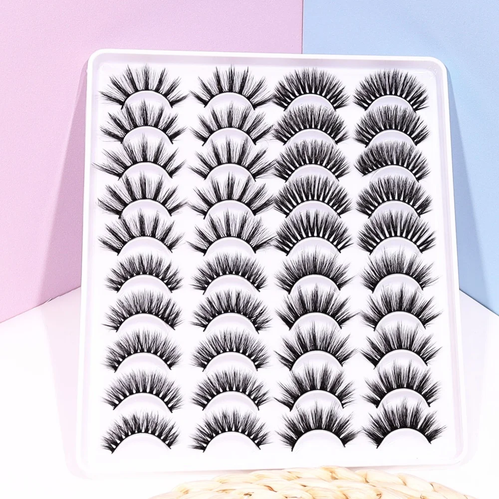 20 คู่ของขนตาปลอมแบบตาแมวธรรมชาติ ขนตาปลอมแบบ 3 มิติ ขนตาหนาแบบดราม่า ต่อขนตา แต่งหน้า