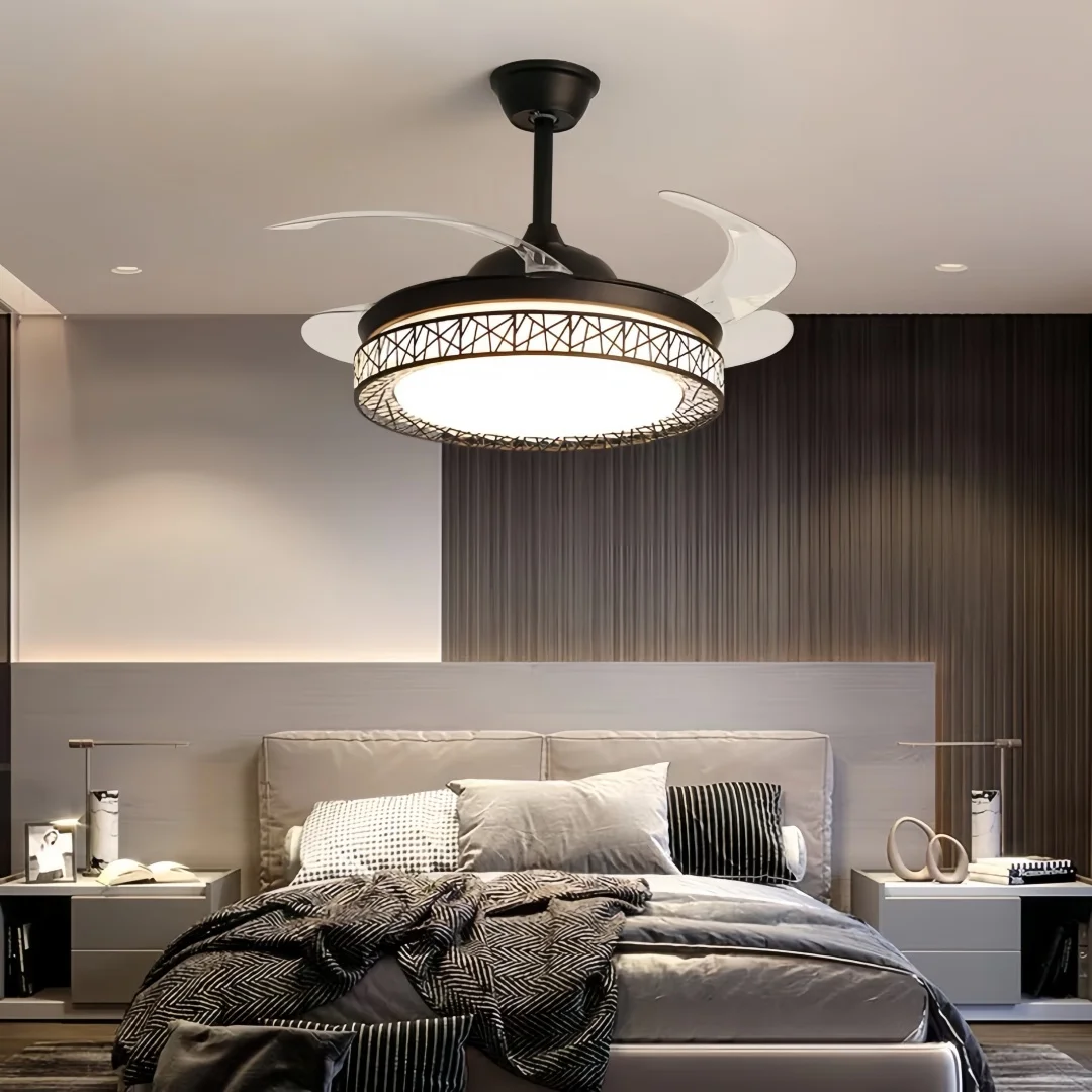 Modern LED Invisible Ceiling Fan Light, Mute Integrated Fan Lamp, 85-265V for Living Room Bedroom Dining Room