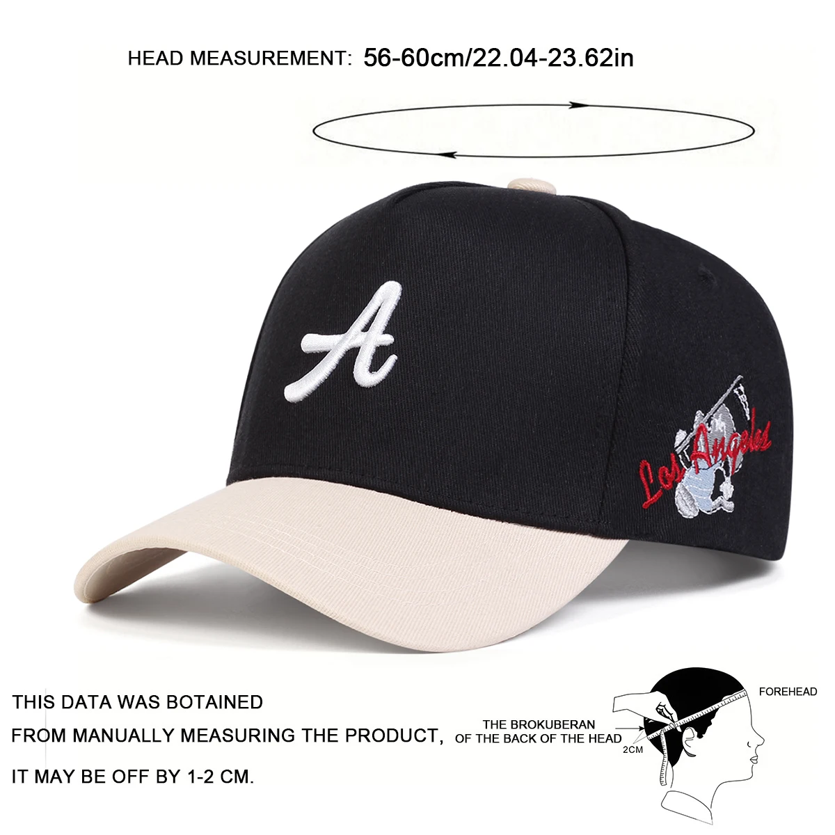 Unisex A Letter Side Los Angeles Embroidery Baseball Caps Spring and Autumn Outdoor Adjustable Casual Hats Sunscreen Hat