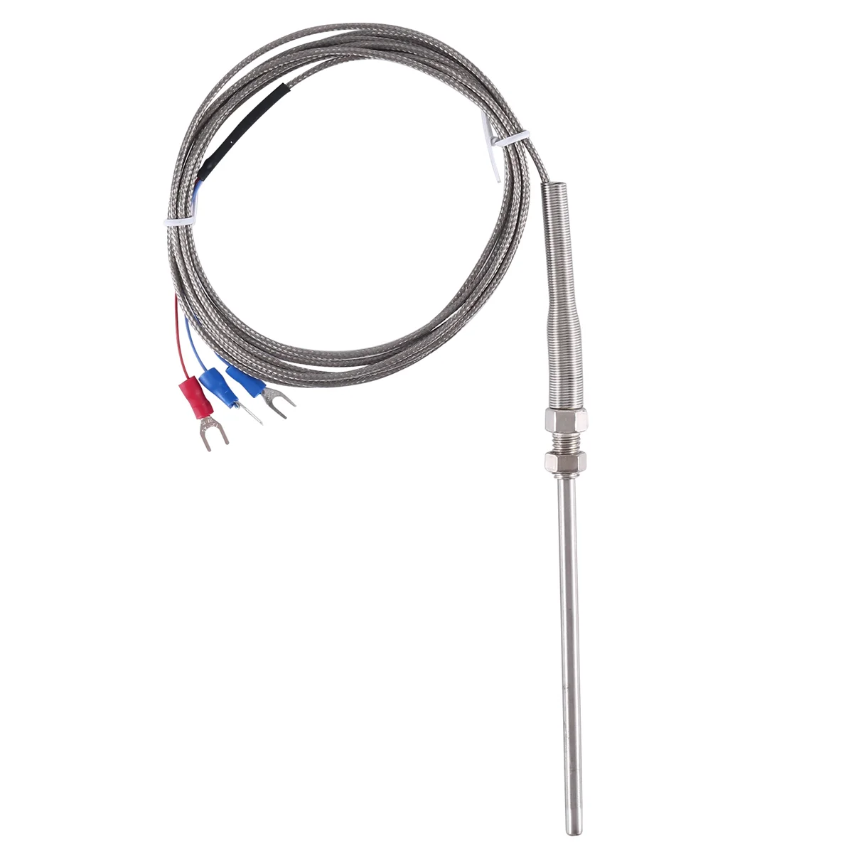 Steel Temperature Probe Pt100 RTD Sensor Cable 2M 98 mm 3 Wires -50 ~ 400 Celsius