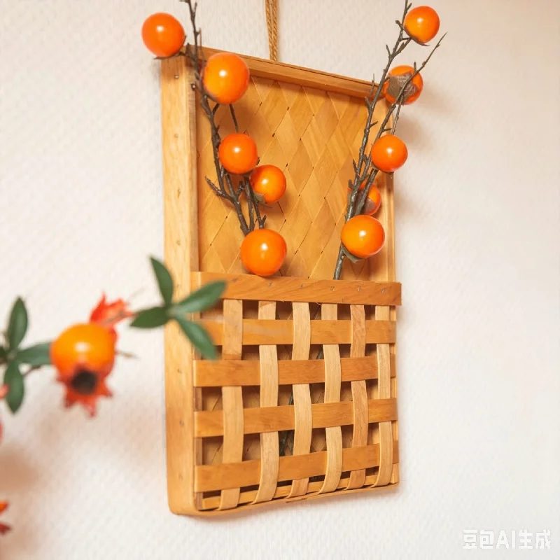 Hand-woven Bamboo Wall Hanging Basket Farmhouse Boho Wall Pocket Planter For Dried Flower Home Wall Decor 2 Shapes Optional