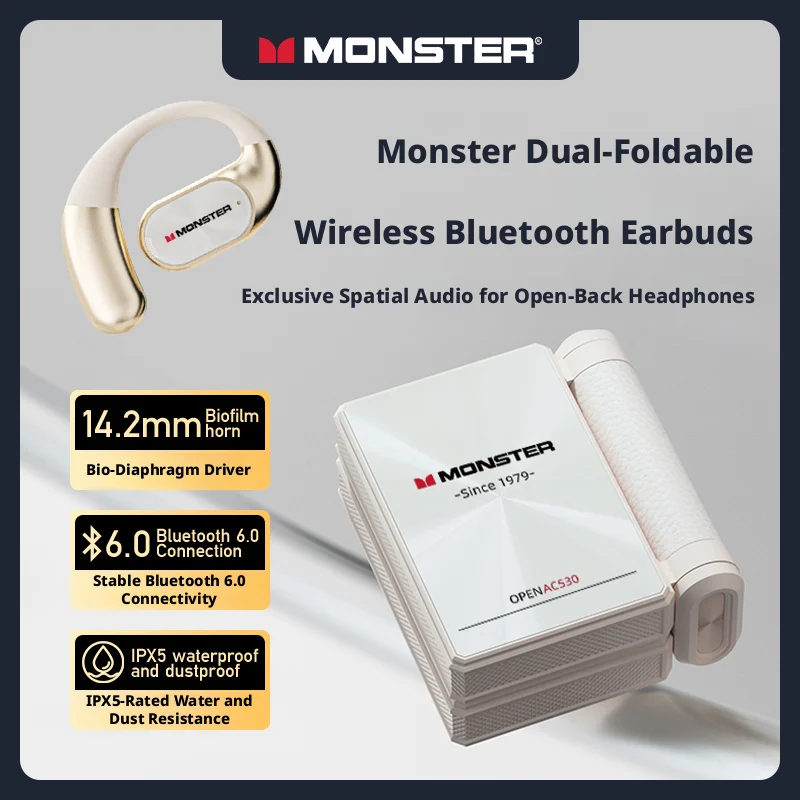 Audífonos MONSTER, auriculares open ear AC530, audífonos over-ear, audífonos inalámbricos Bluetooth, auriculares para correr y fitness.