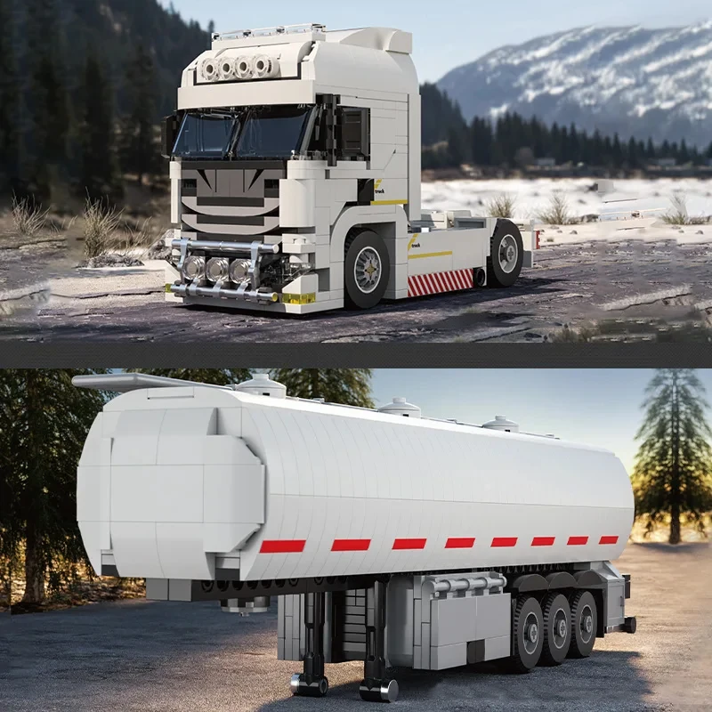 

Конструктор DIY: Европейский контейнеровоз с прицепом-цистерной, развивающие кубики, игрушки для детей, подарки на день рождения