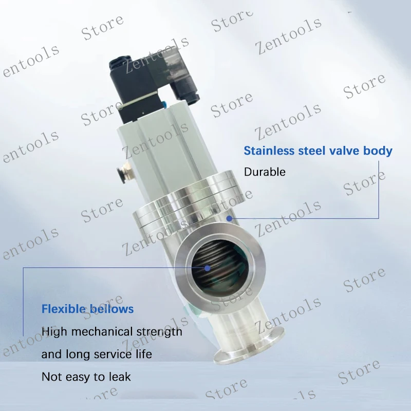 هوائي عالي فراغ يربك صمام 304 الفولاذ المقاوم للصدأ GDQ-J-KF صمام زاوية L نوع صمام التثبيت السريع