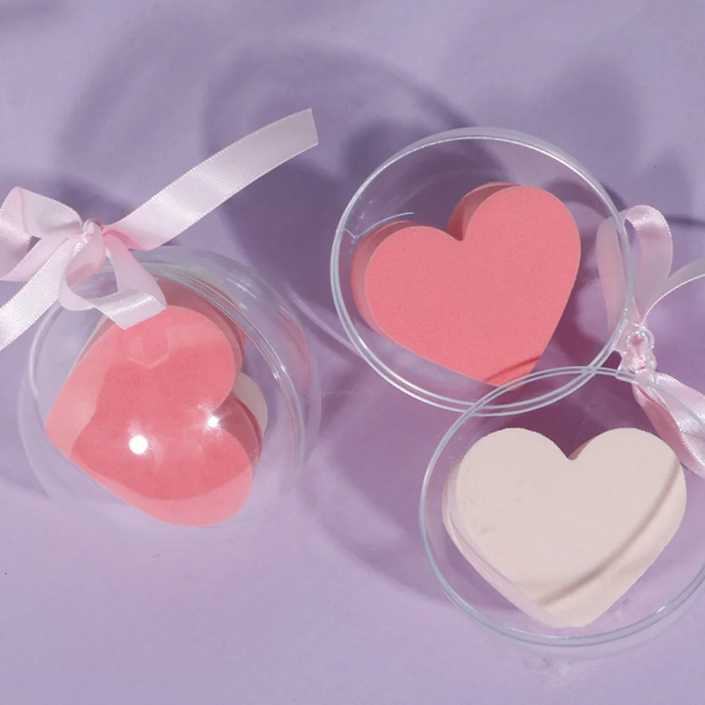 

2Set Heart Shape Makeup Sponge Soft Washable Reusable Powder Puff for Face Daily Use Portable Design Included Powder Puff