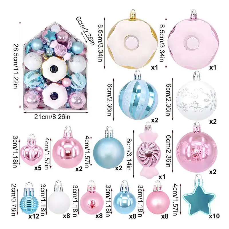 Christmas Ball Ornaments Set Decorative Shatterproof Balls For Christmas Tree Colored Decorative Baubles For Christmas Tree