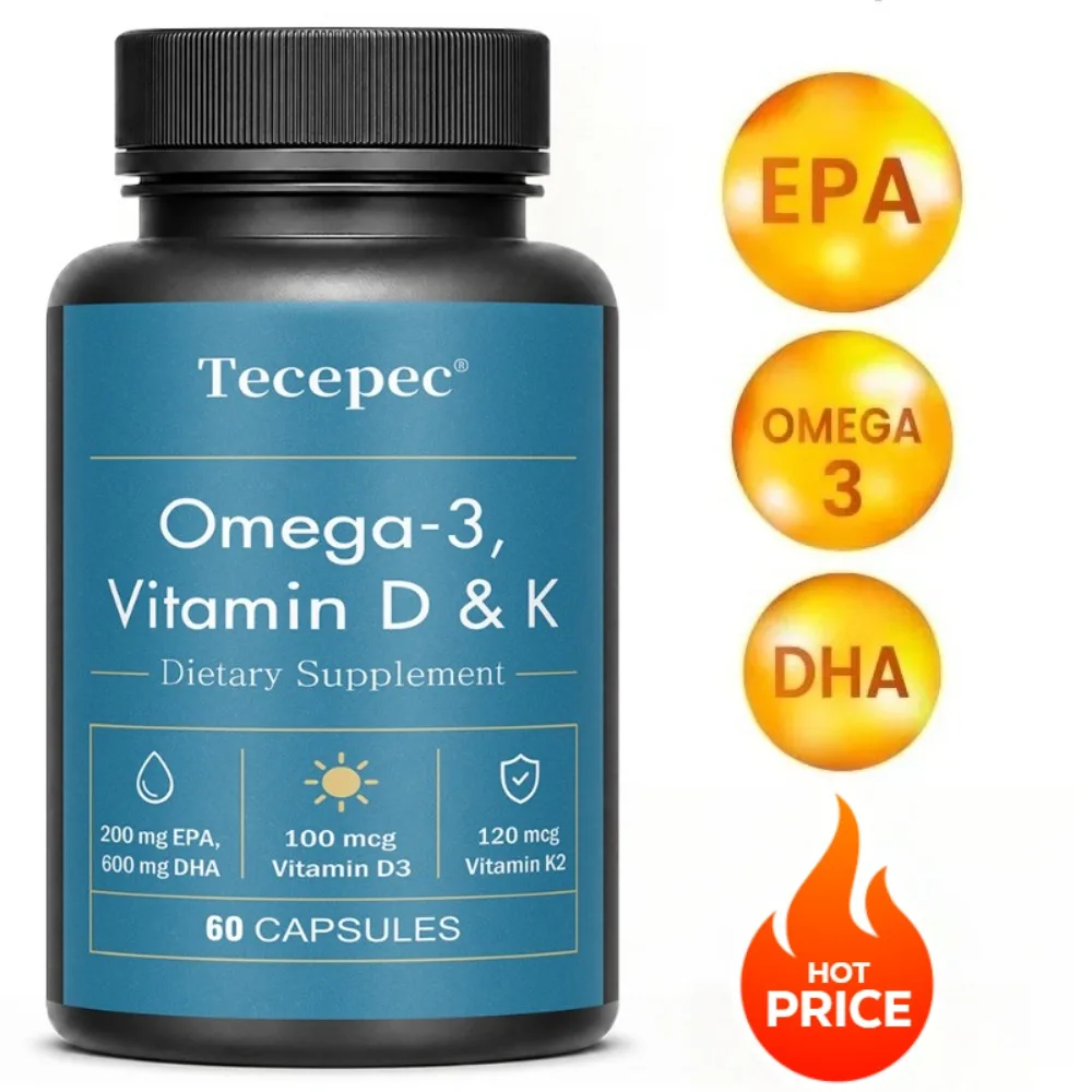 Omega 3 with Fish Oil Vitamin D K – EPA/DHA Omega 3 Heart Health, Brain Supplements for Memory and Focus
