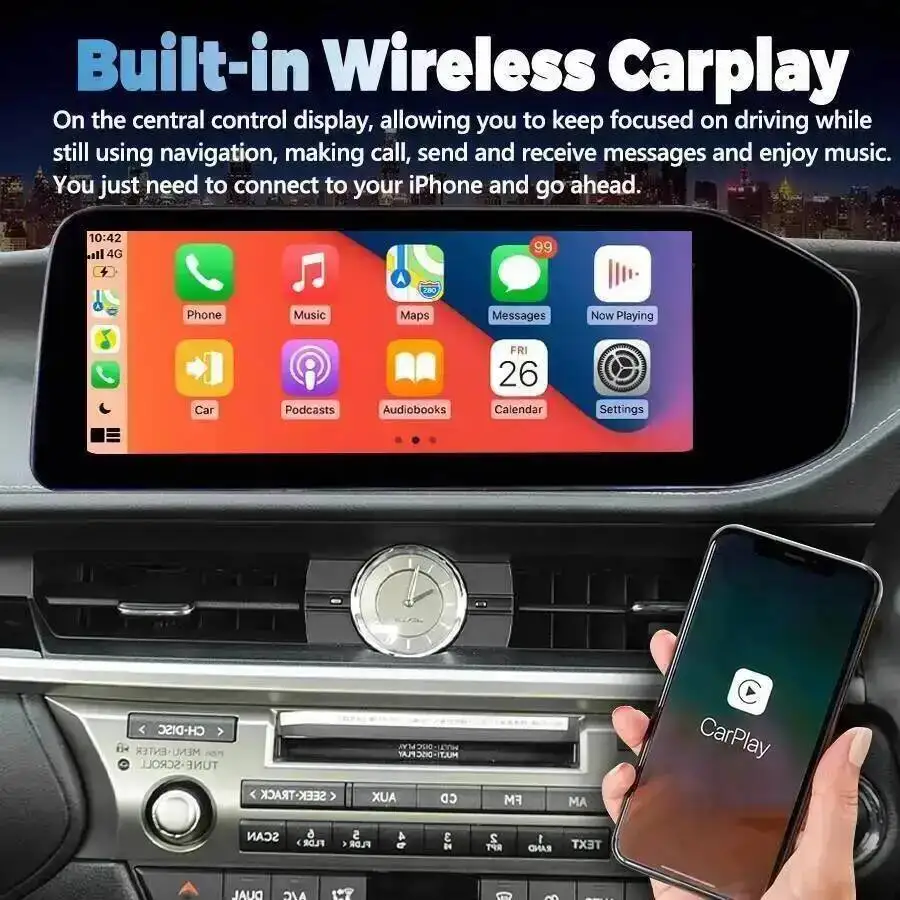 12.3inch 4G HU Stereo Navi Wireless Carplay For Lexus ES ES300 ES250 ES350 ES300h 2013-2017 RHD Car Radio Android 15 Auto Screen