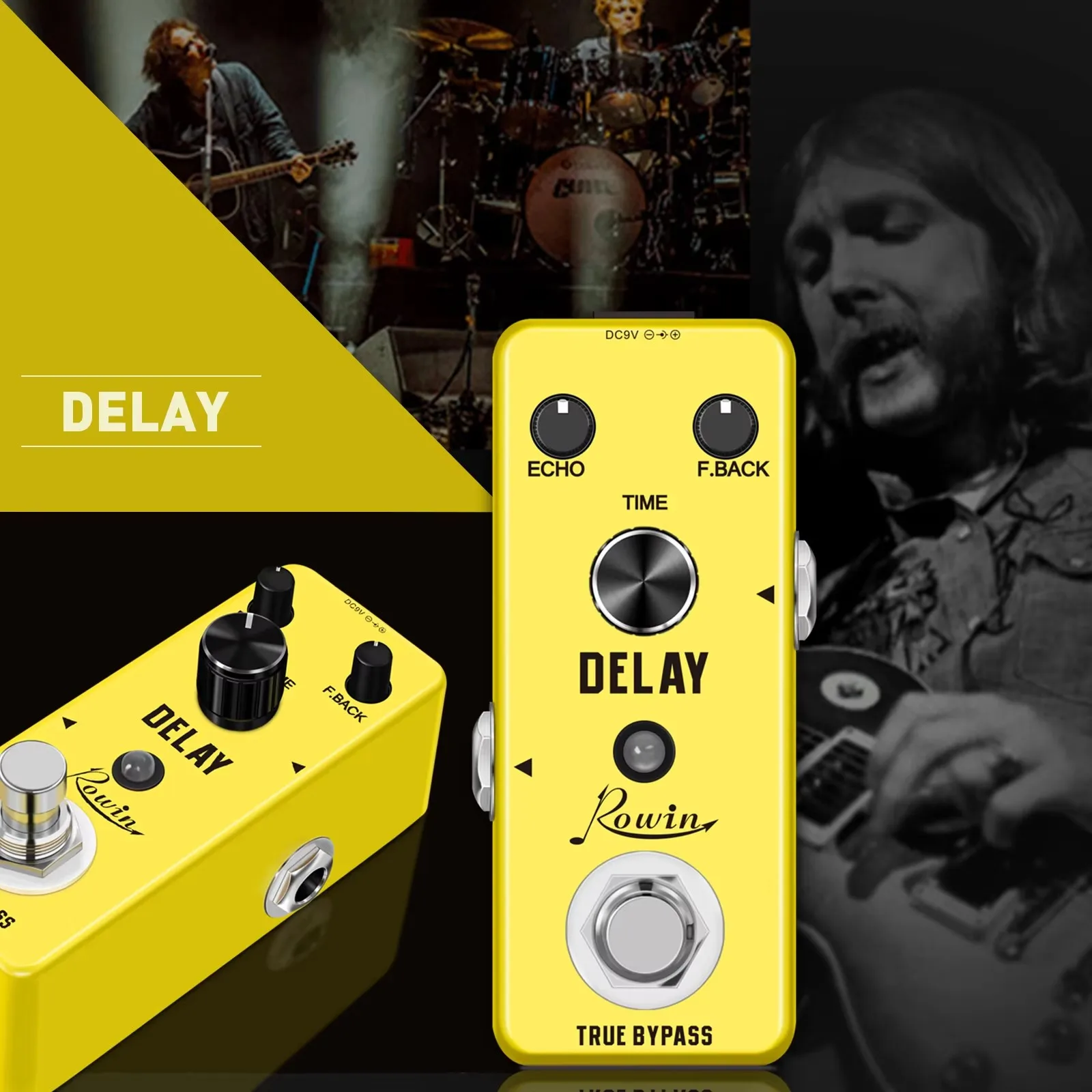 

Rowin-Analog Delay Effect Pedal Mini Vintage Delay Tone Ture Bypass Metal Shell Electric Guitar Bass Parts & Accessories