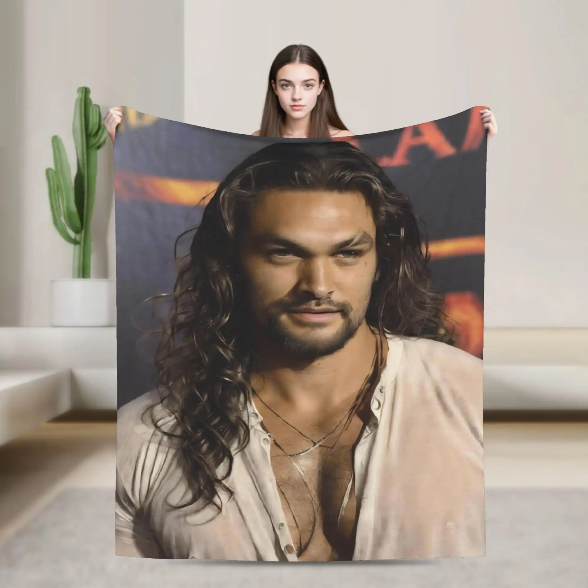 Jason Momoa Photo Collage Blanket  Warm Soft Plush Throw Blanket For Girls Boys Couch Chair Bed Flannel Bedspread Bed Cover