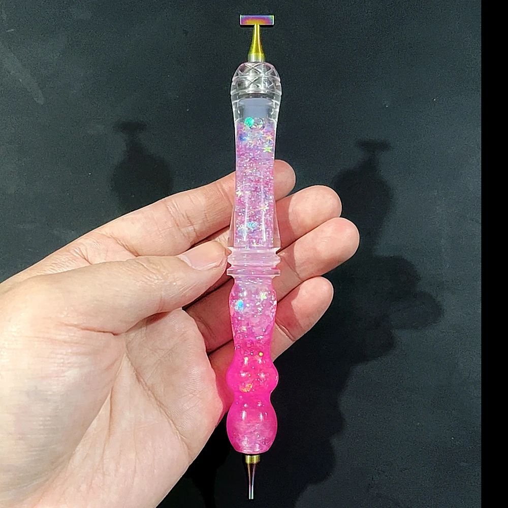 HOMFUN Glanzende Quicksand Diamond Painting Pen, Kleurrijke borduurwerk gereedschap met schroefdraad, metalen schroefdraad tips accessoires