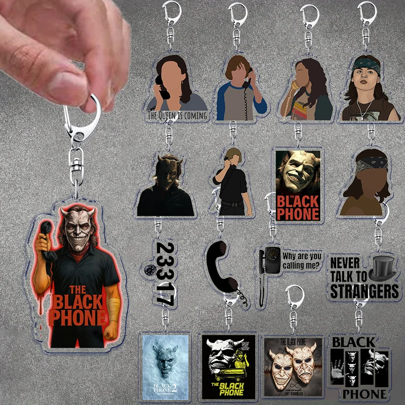 Horror Movie The Black Phone Keychain Accessories Bag Car Charms Horror Vance Hopper Keyrings Jewelry Fans Freinds Gift