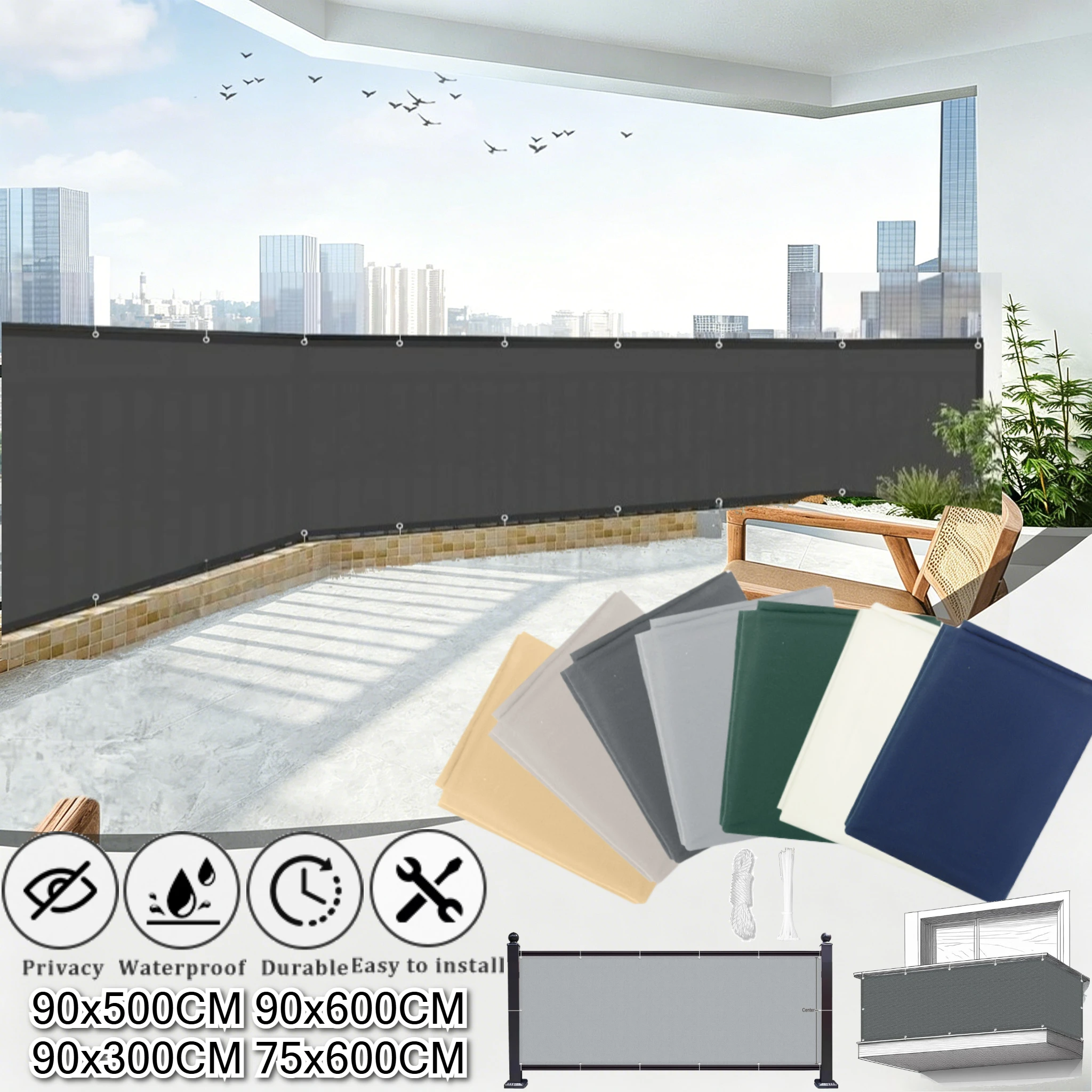 Écran d'intimité pour balcon, imperméable, couvre-rampe de balcon, écrans de séparation et de protection, protection UV pour appartement, jardin extérieur