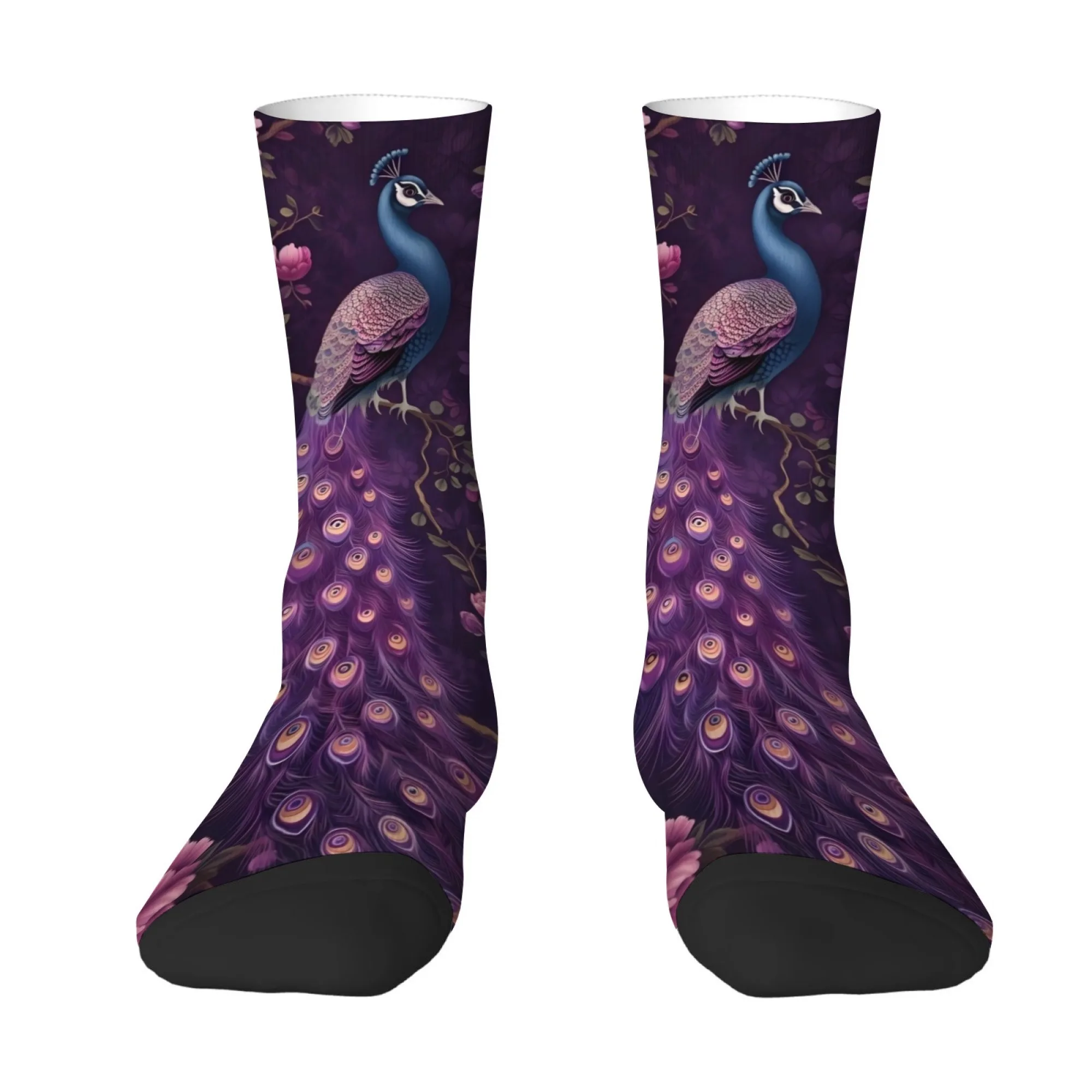 Retro-Socken mit Blumen- und Pfauenmotiv, lässige Mode-Herrensocken, bequem, atmungsaktiv, für Outdoor-Reisen, Sportsocken, Neuheit, Party-Geschenk