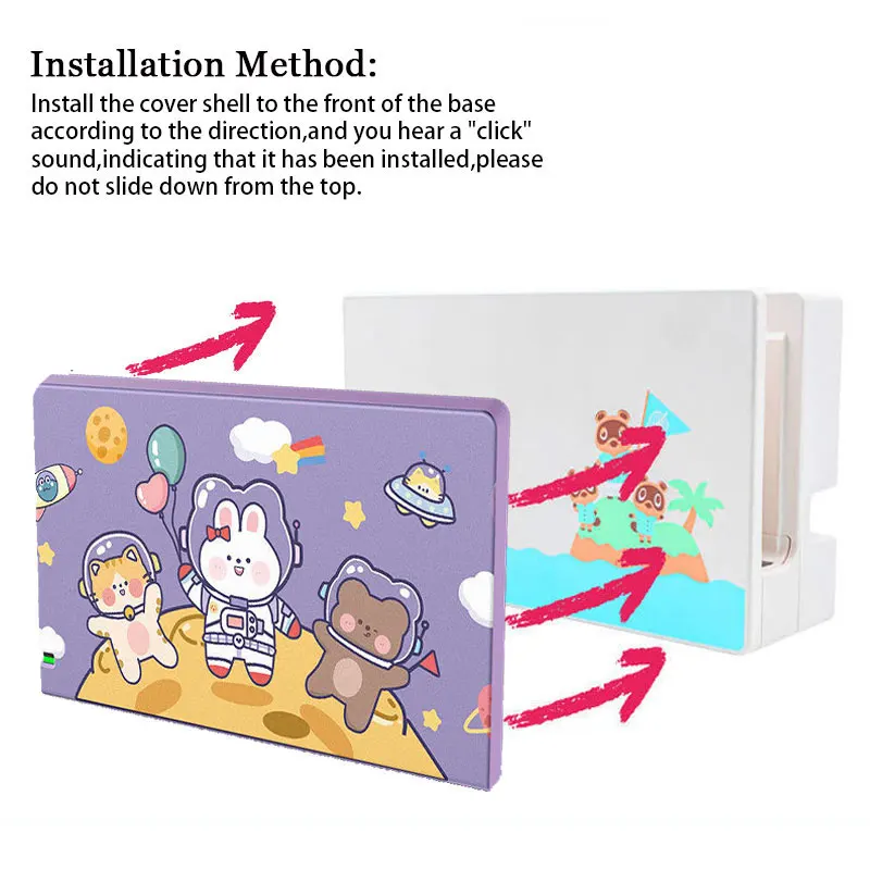 Faceplate Protective Cover For Nintendo Switch Oled TV Dock Station Cute Cartoon Anime Decorative Replacement Front Plate Case