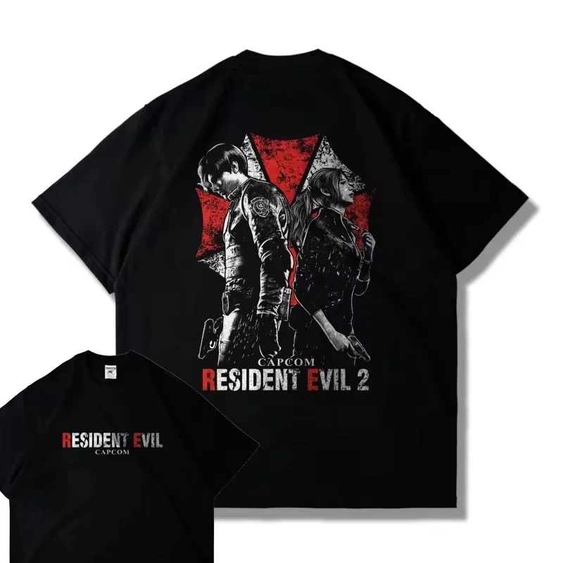 

25 CAPCOM Game PS5 Resident Evil 4 Remastered Short Sleeve T-shirt Men's and Women's Loose Clothes Leon Printed Harajuku Y2k Top
