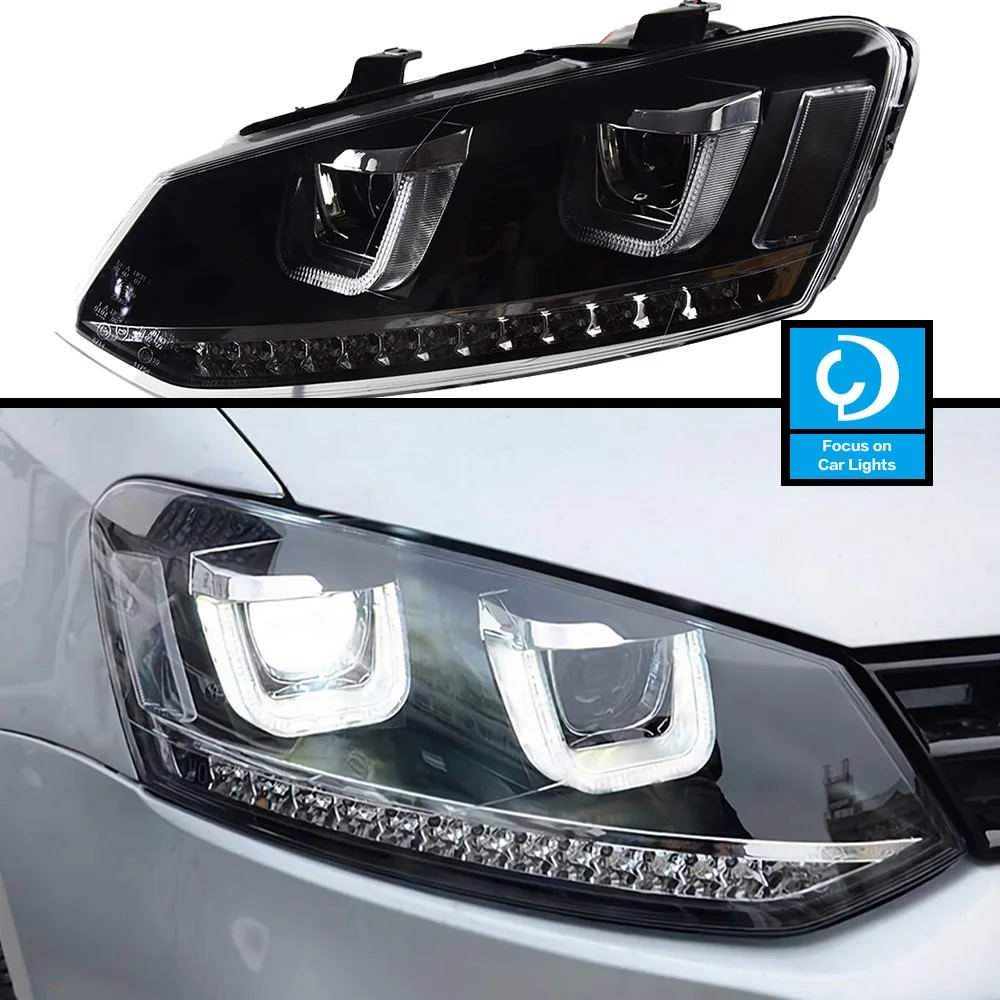 Car Front Headlight For VW POLO 2011-2018 GTI Type HeadLamp Styling Dynamic Turn Signal Lens Automotive Accessories 2PCS