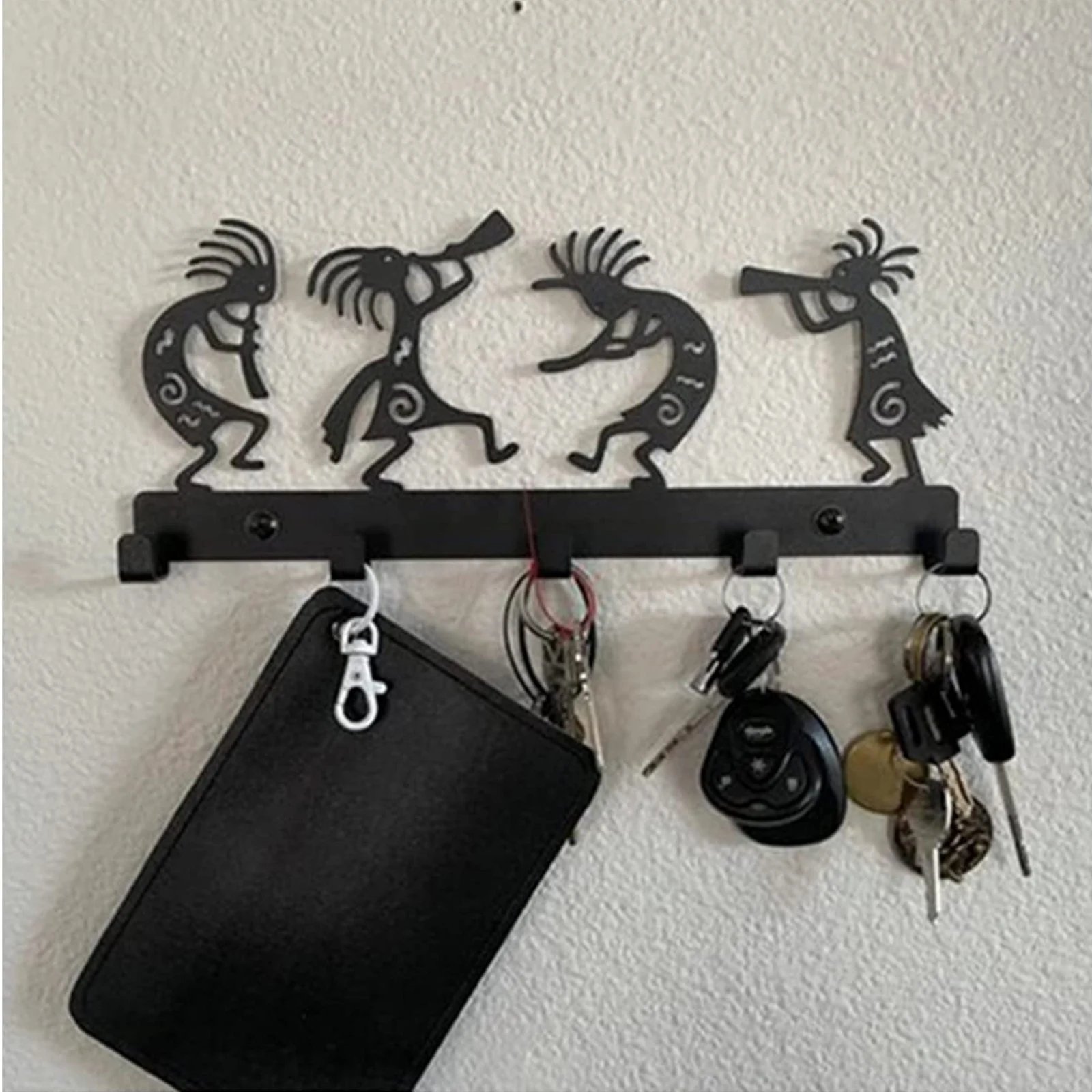 Key Holder for Wall Mount Cat Sweet Home Decorative 5 Hook Rack Metal Hanger Front Door Kitchen Bathroom Clothes Hat Organizer