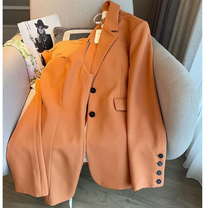 

Winter orange Two Piece Dress Set Women Blazer Coat+Dress Set Female Casual Korean Fashion Slim Elegant Dress Suit 2023 New big