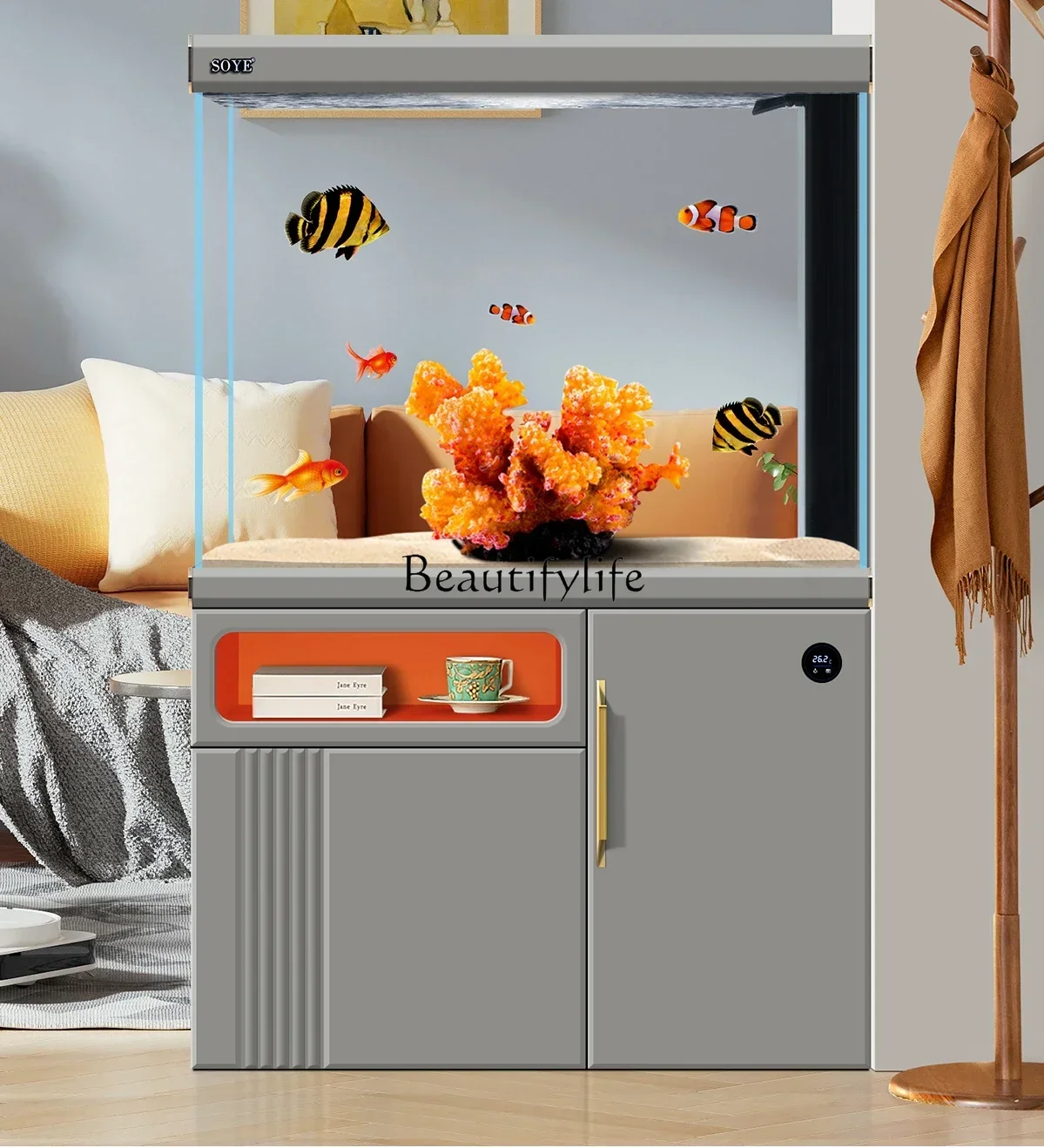 

LD33Super White Fish Tank Aquarium Hallway Home Living Room Screen Floor Medium Bottom Filter Partition
