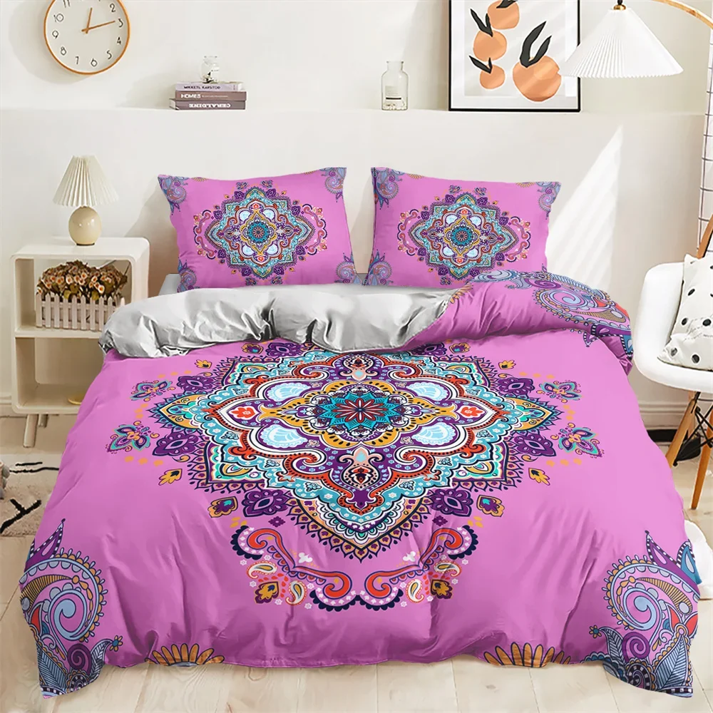 King Size Bedding Sets Pink Bohemian Duvet Cover Set with Pillowcase Boho Bed Set 228x228