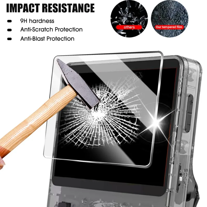 For R36S Silicone Protective Case with Lanyard & Tempered Glass Film for R36S Game Console Shockproof Cover & Screen Protector