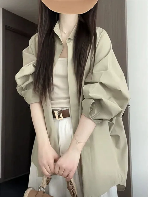 

plus Size 300 Pou Women's irt Jaet Loose Long Sve Spring Outerwear Comfortable Korean Sle Commute Faion