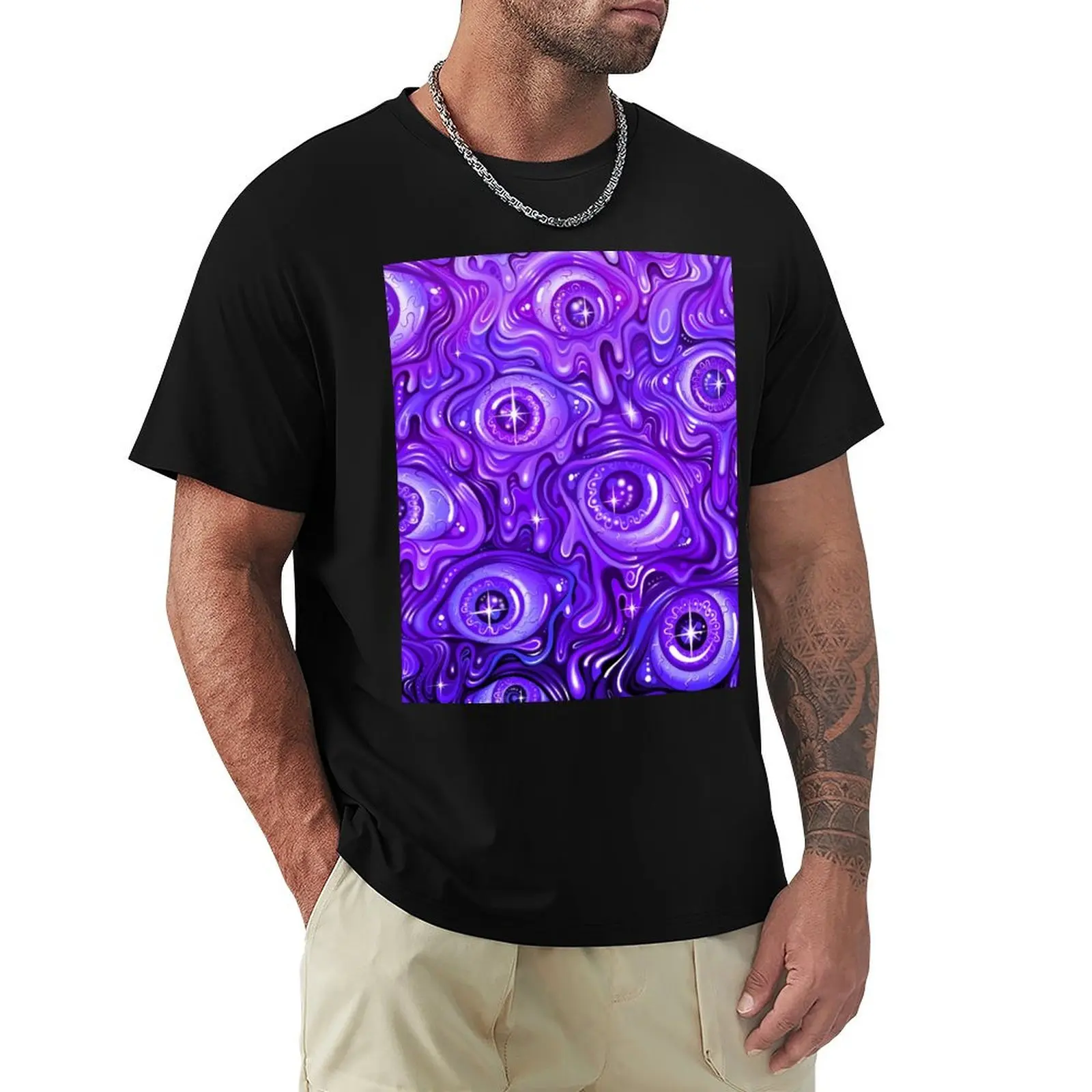 

Purple Eyeball pattern T-Shirt funny costumes cotton graphic tees mens cotton t shirts