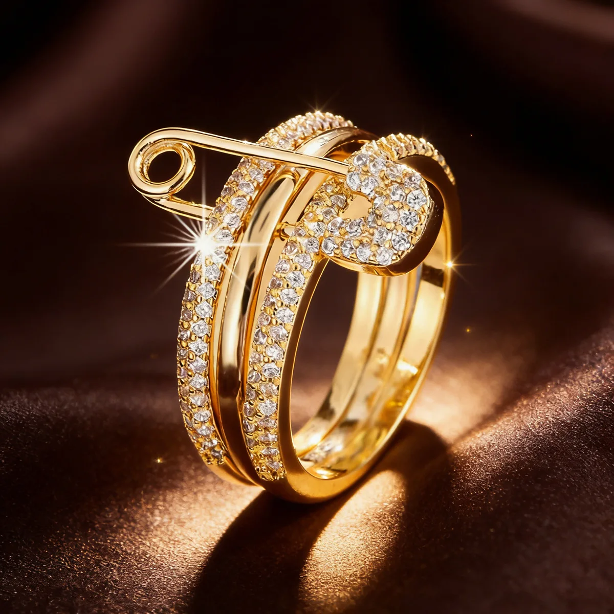 Europe and the United States cross-border hot-selling light luxury personalized pin ring women's three-color split ring