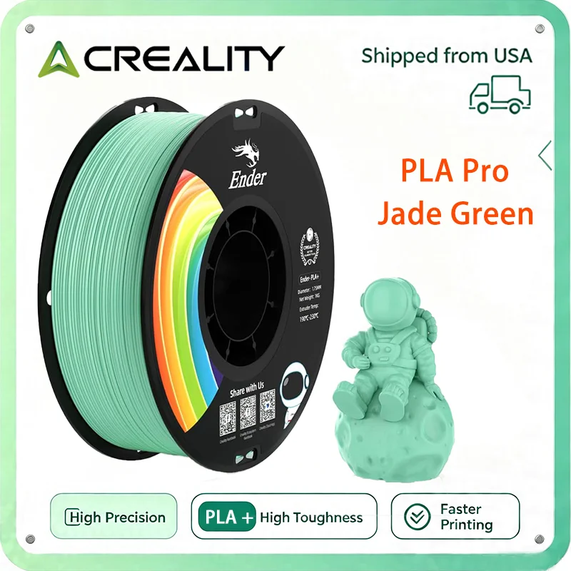 Creality Orginal PLA Plus Filament 1.75mm Jade Green, PLA Pro Toughness Upgraded Dimensional Accuracy +/- 0.03mm, Ender PLA+ Filament for Most 3D Printer 1KG Spool(2.2lbs)