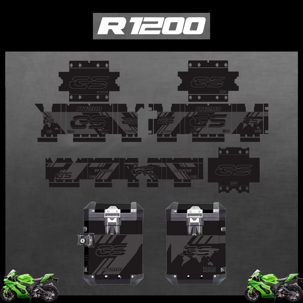 

Panniers 40 GS For BMW R1200GS R1200 GS ADV Triple Black Adventure 2004-2023 2022 2021 2020 Motorcycle Aluminum Box Sticker Case