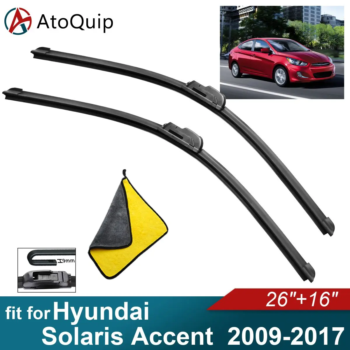 Car Windshield Wiper Blades Fit For Hyundai Solaris Accent Wiper Blades Soft Rubber Auto Front Windscreen