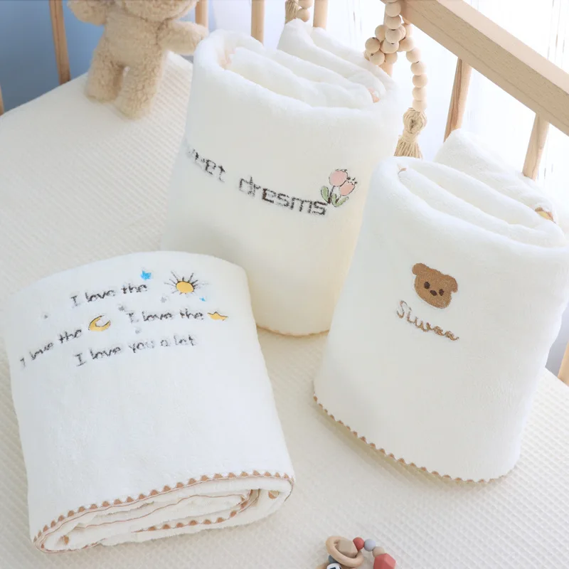 Plushed Newborn Blanket Newborn Fluffy Thermal Baby Receiving Blanket Baby Stroller Blanket Baby Bath Towel 100*100cm