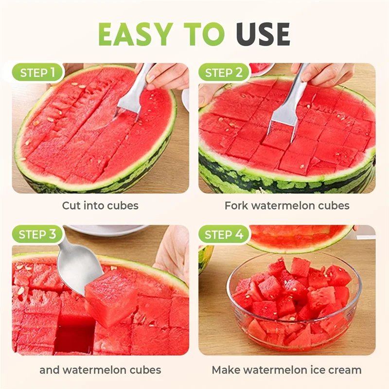 A008 2 In 1 Stainless Steel Fruit Cutter Portable Fruit Cutter Camping Kitchen Gadgets (4 Pieces)