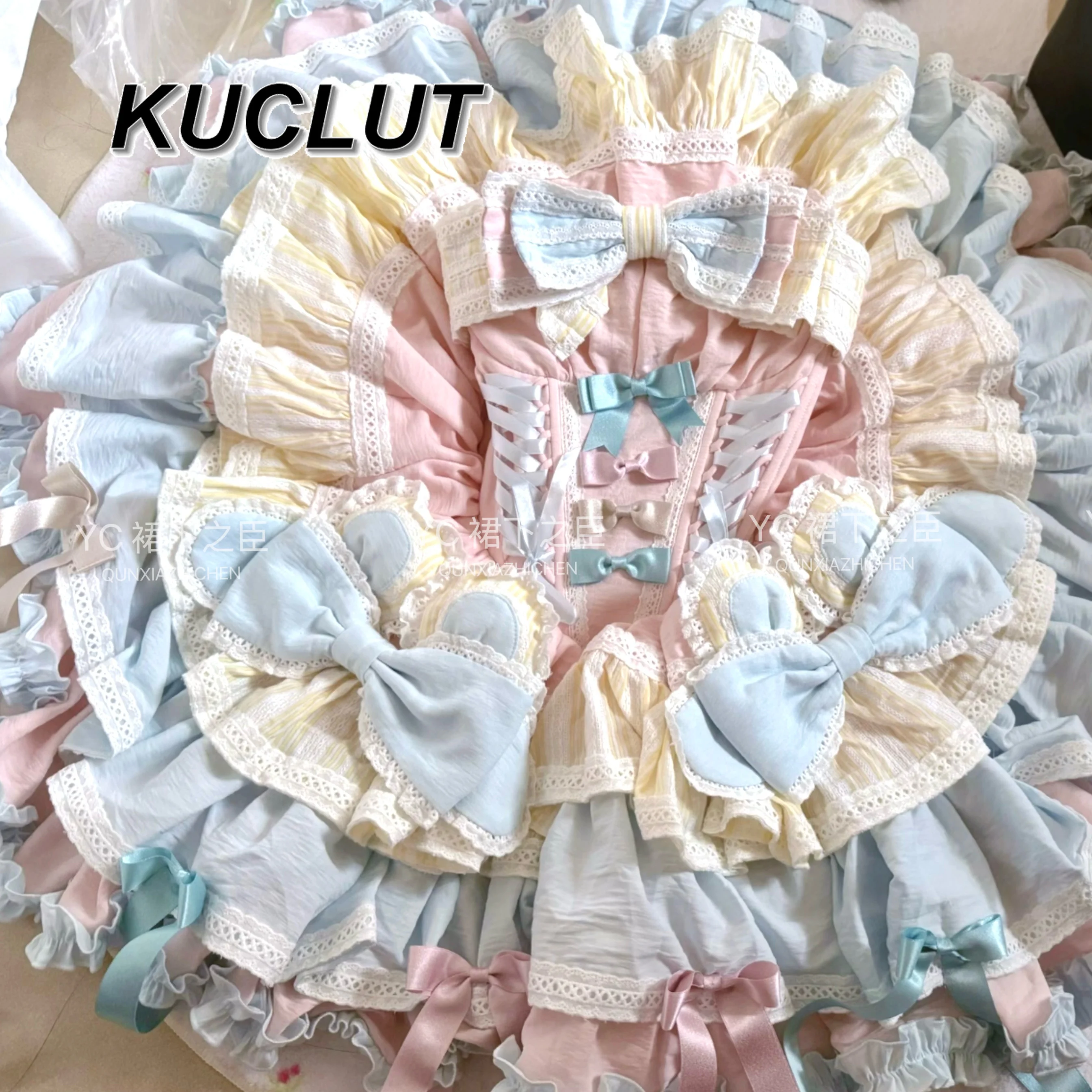 

Girl's Party Cute Sweet Lolita Style Princess Ball Gown Dress Fashion Summer Short Fly Sleeve Square Collar Elegant Dresses