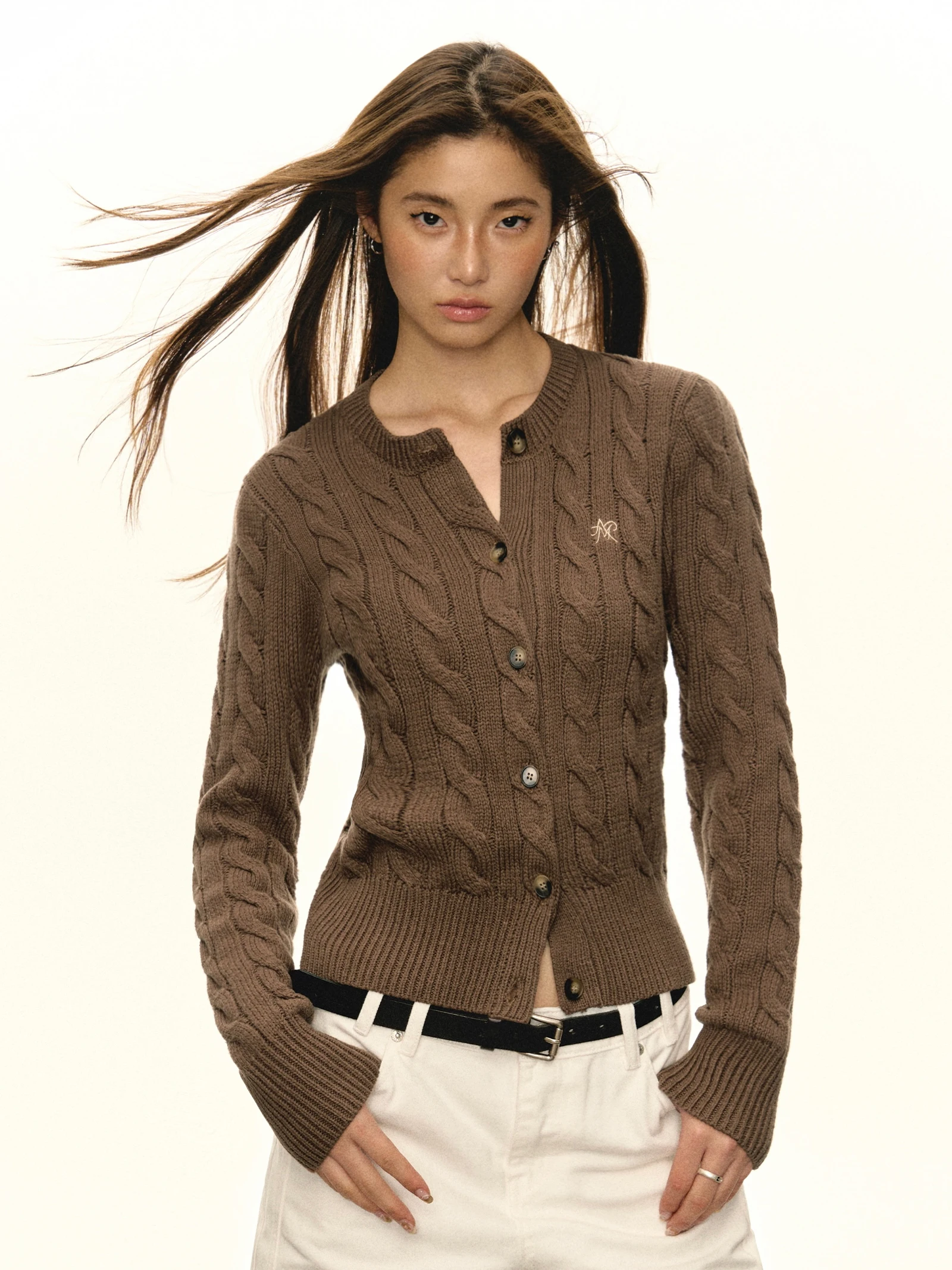 Ariseism American Retro Twisted Knitted Open Cardigan Women's Autumn New Inner Sweater Base irt Street Sle Long Sve Sl...