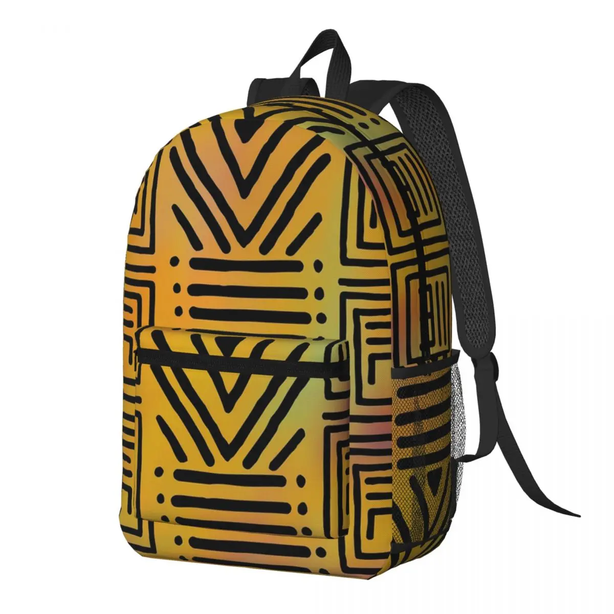 

African Bogolan Colorful Rainbow Pattern Backpack Daypack Large Capacity Kids BookBag School Bag Shoulder Bags for Men Women