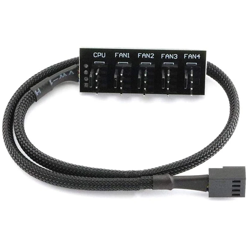 PWM Fan Hub Distributor 4-Pin 1 to 5 PC CPU Heatsink Box Fan Distributor Hub Adapter Cable for Computer Cooler