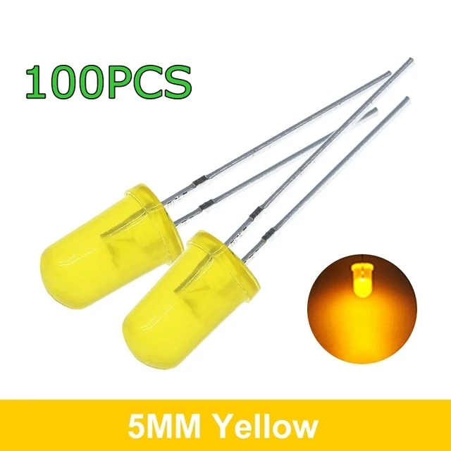 BoRui 5 colors x20pcs =100pcs F5 5MM Round Yellow White Red Green Blue Diffused Round DIP Diode LED Lamp Light