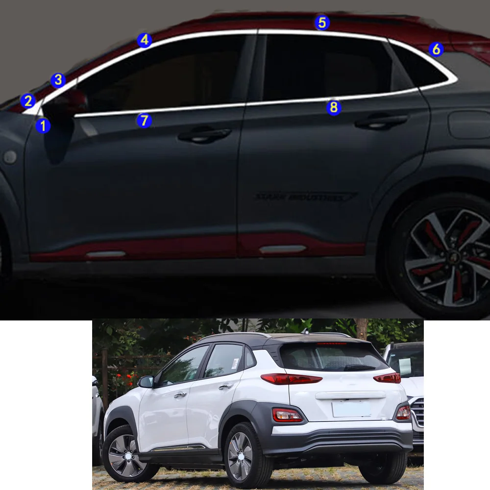 

Для Hyundai Kona Encino Kauai 2018 2019 2020 2021, наклейка для стайлинга автомобилей, декоративная стойка, окно, средняя полоса, отделка рамы, детали капотов