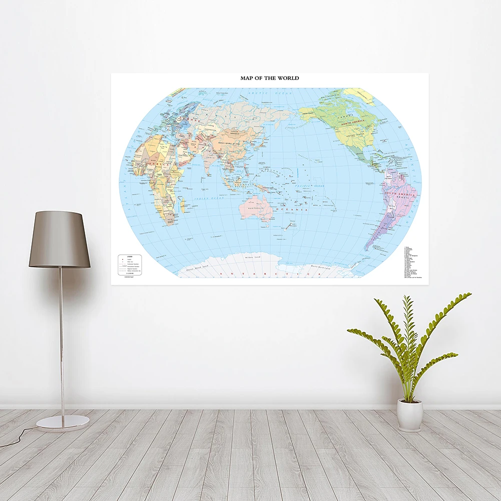 The World Map Foldable Decorative Hanging Picture Non-woven Fabric Home Decor Wall Stickers for School Study Supplies 150*100cm