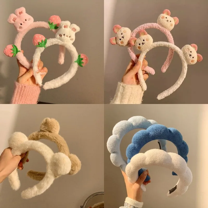 Cartoon Wash Face Hair Band Cute New Cartoon Headdress Wash Face Apply Facial Mask Hair Band Anti Slip Plush Headband Hair Band