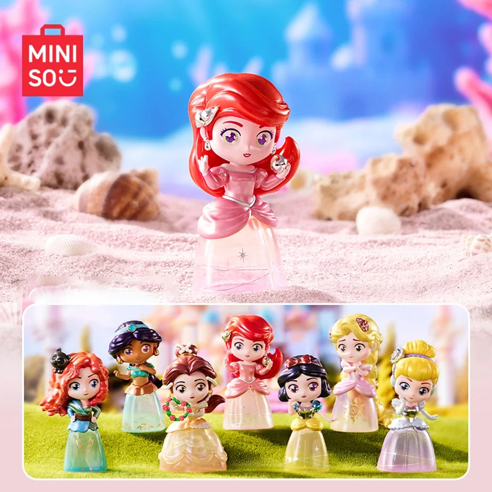 MINISO-Disney Fantasy Princess Series Blind Box ، Snow White ، Cinderella ، Belle ، Ariel ، ديكورات سطح المكتب ، دمية نموذجية ، هدية اللعب