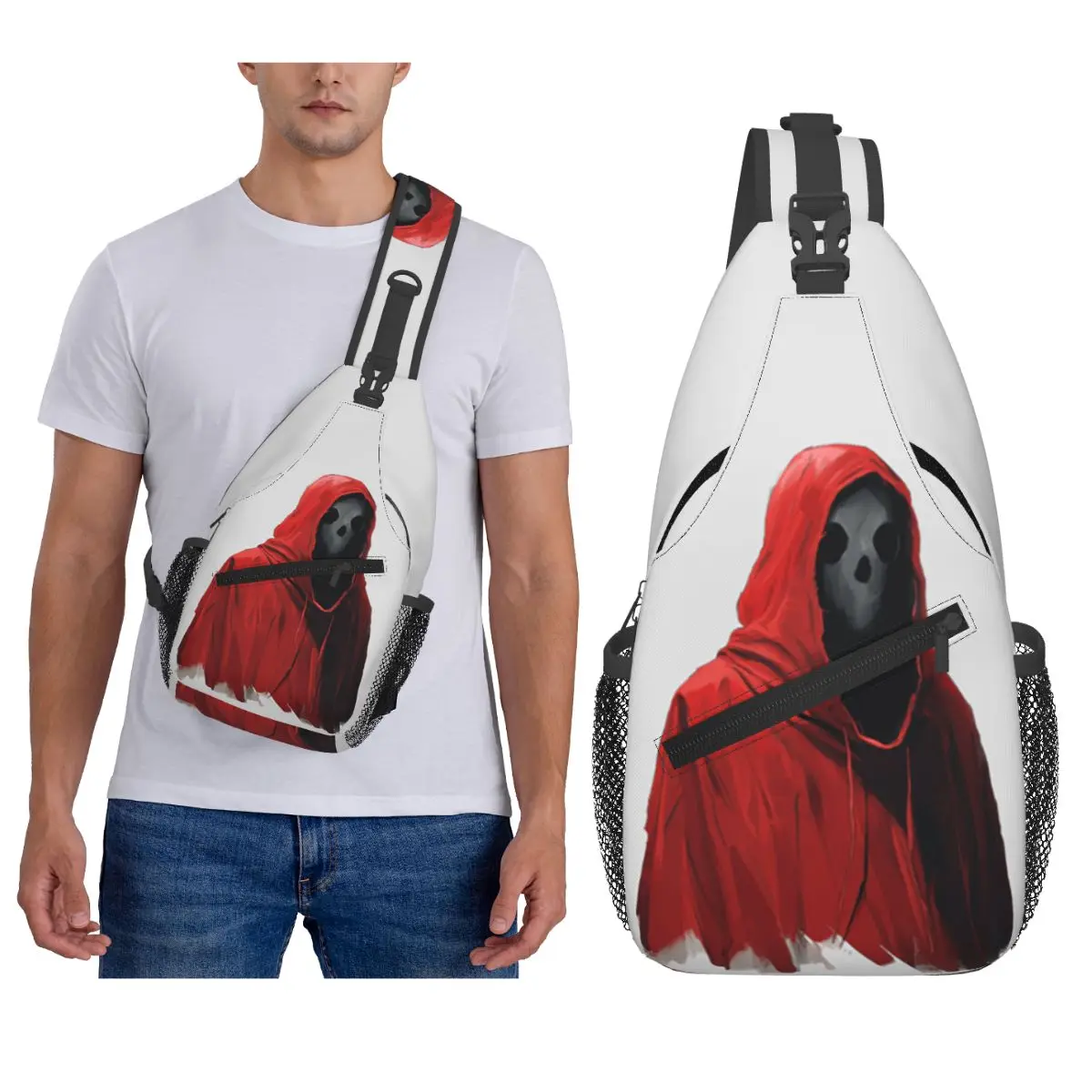 

Scarlet Mask Chest Bag Men Sling Crossbody Backpack Chest Bag Travel Hiking Daypack Shoulder Bag