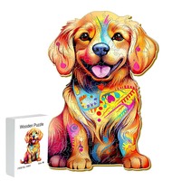 Wooden puzzle Golden Dog Gift box Exquisite gift Irregular animal shape puzzle personalized senior unique gift Family interactiv