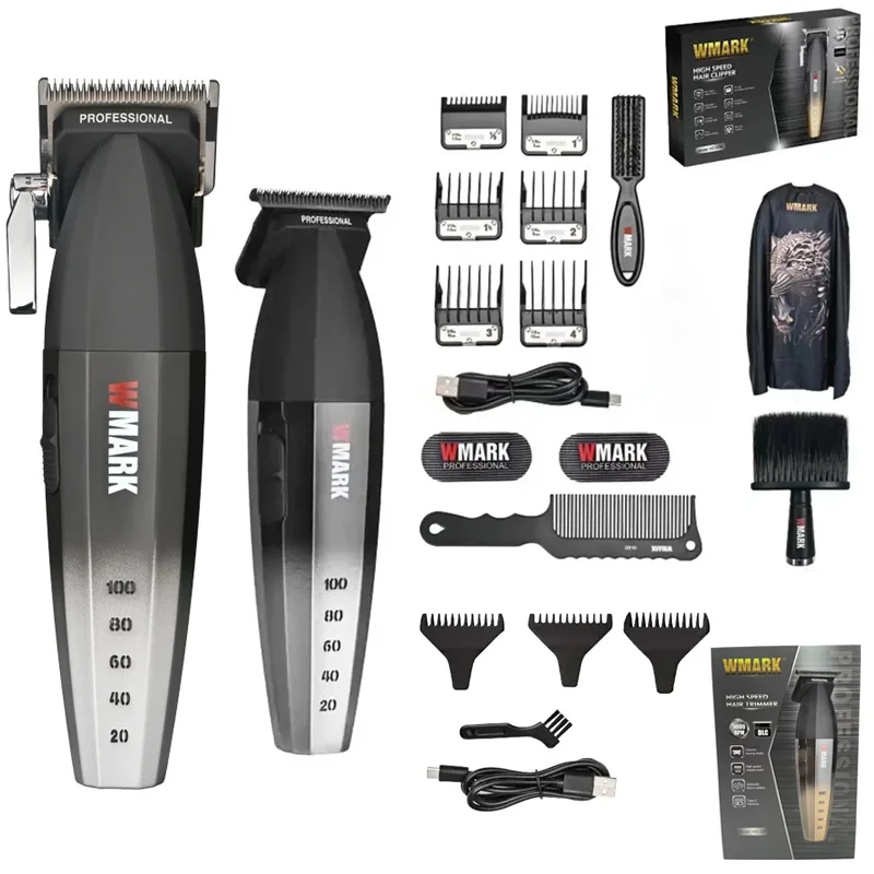 WMARK NG-2038 NG325 Professioneller Friseur-Haarschneider für Herren, LCD-Elektro-Trimmer, 9000 U/min, zwei Geschwindigkeiten, verstellbar, Ganzmetallgehäuse