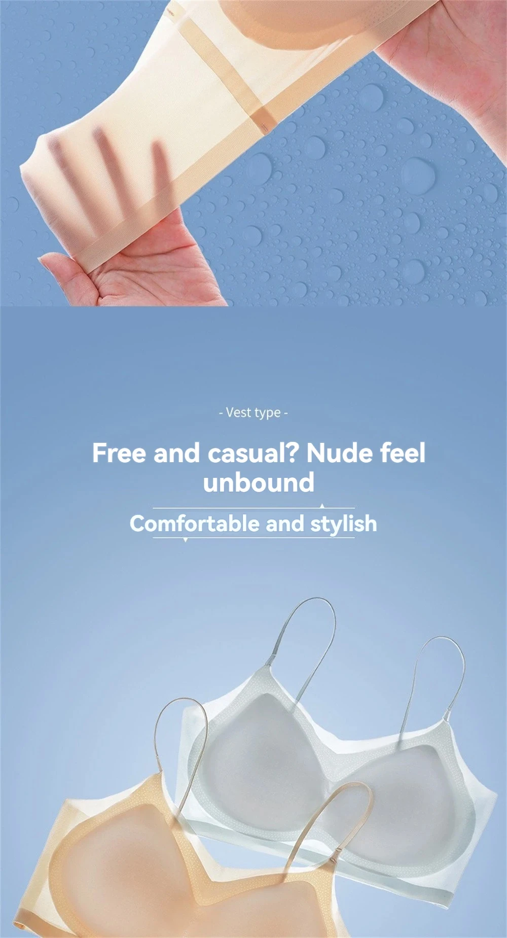 Ultradünner, atmungsaktiver BH aus Eisseide, Damen-Bustier-Unterwäsche, nahtloser Rücken, Neckholder-Weste, Wickel-BH, kleine Brust zusammen – Detail 21