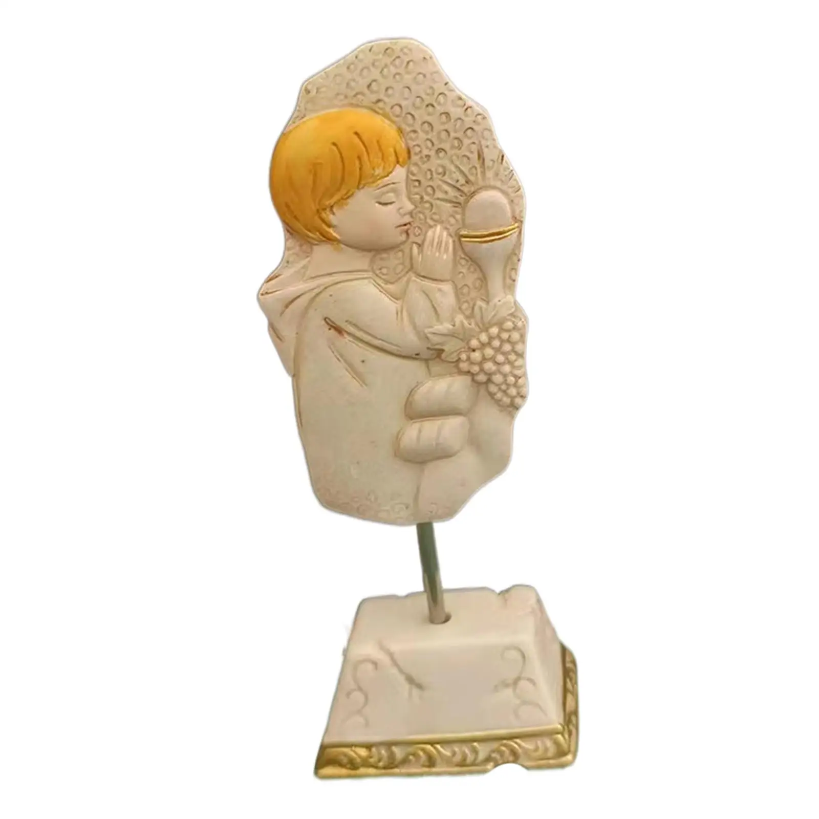 Resin Catholic Prayer Figurine Hand Painted Memorial Sculpture for Table Desk Shelf Decor Ornament Religious Statue Gift for